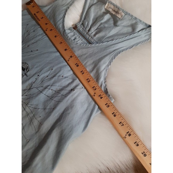 Steve Madden Womens Size Small Bird on a Branch Blouse w/Rhinestones Silk Blend - Picture 10 of 12